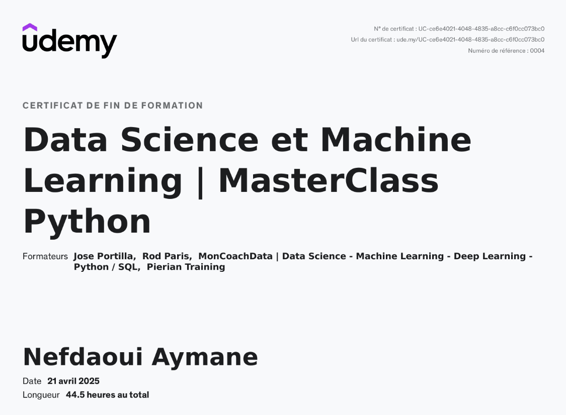 Data Science et Machine Learning | MasterClass Python